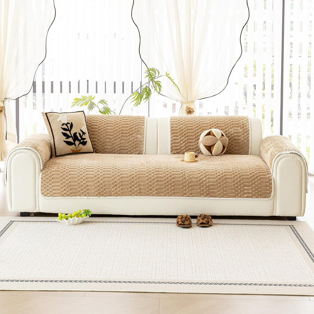 Plush Warm Sofa Covers Washable, Funny Fuzzy Couch Cover for Dogs Washable, Non-slip Couch Covers for Sectional