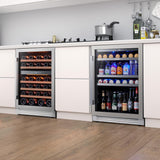 Wine Beverage Refrigerator Bundle - 48 Inch 34-65°F Drink Fridge Glass Door, 3 L