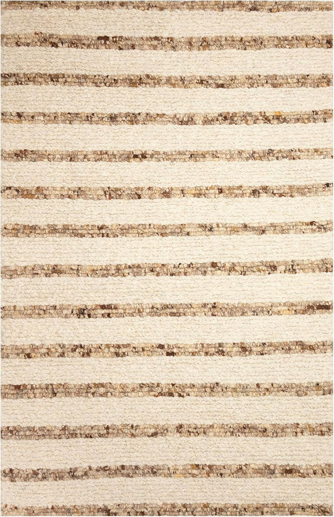 Lhasa Indoor Hand Woven Wool Thick Area Rug - Transitional Stripe Global Multicolor (Stripe Neutral) (3'6" x 5'6")