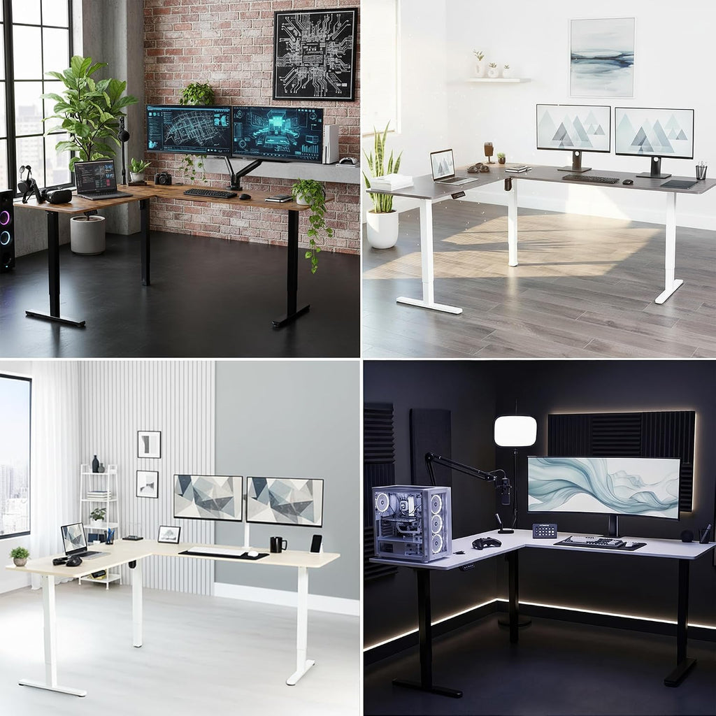 Black 63 x 55 in Corner Standing Desk, DESK-E3CTGB | Electric, Holds 225 lbs, Reversible L-Shaped Table, Sit Stand