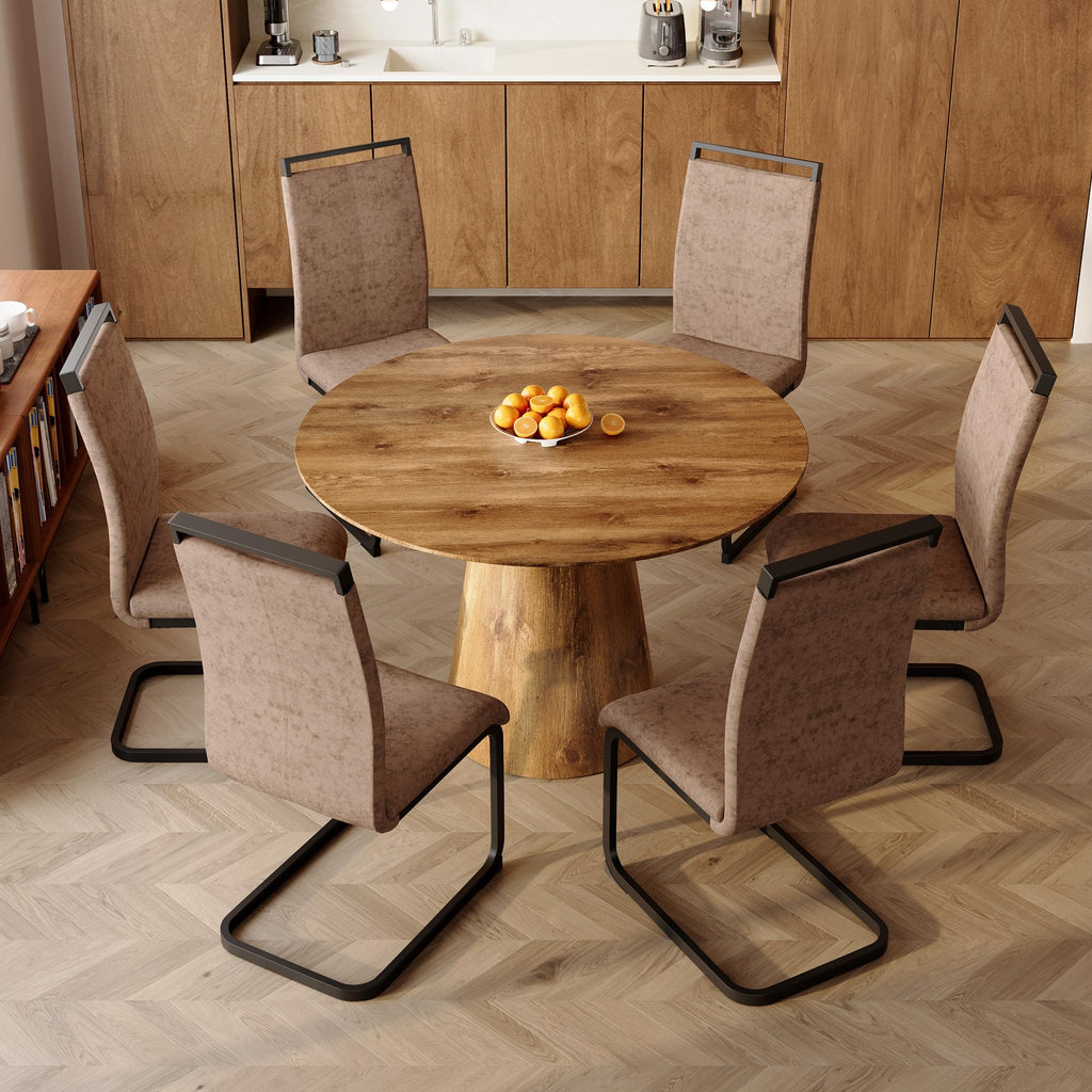 45" Round Dining Table Set for 6, 7-Piece Dining Table Set