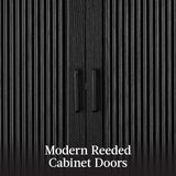 72" Tall Arched Pantry Cabinet w/Reeded Doors, 5-Tier Bookshelf, Armoire, Hutch, Bookcase