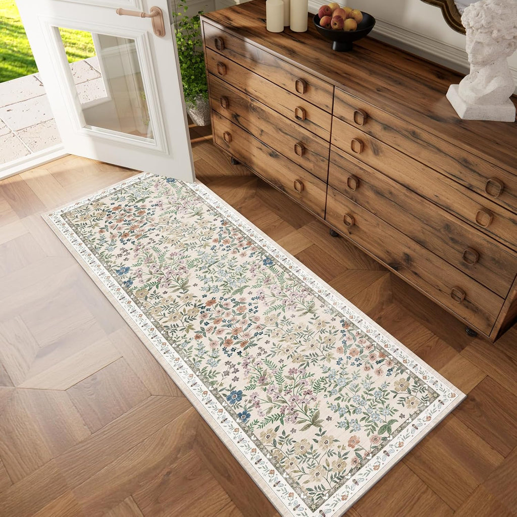 Washable Kitchen Rug Runners s: 2'6"x8' Bedroom Rug Non Slip Low Pile Soft Stain Resistant Floor Carpet Runner Rug