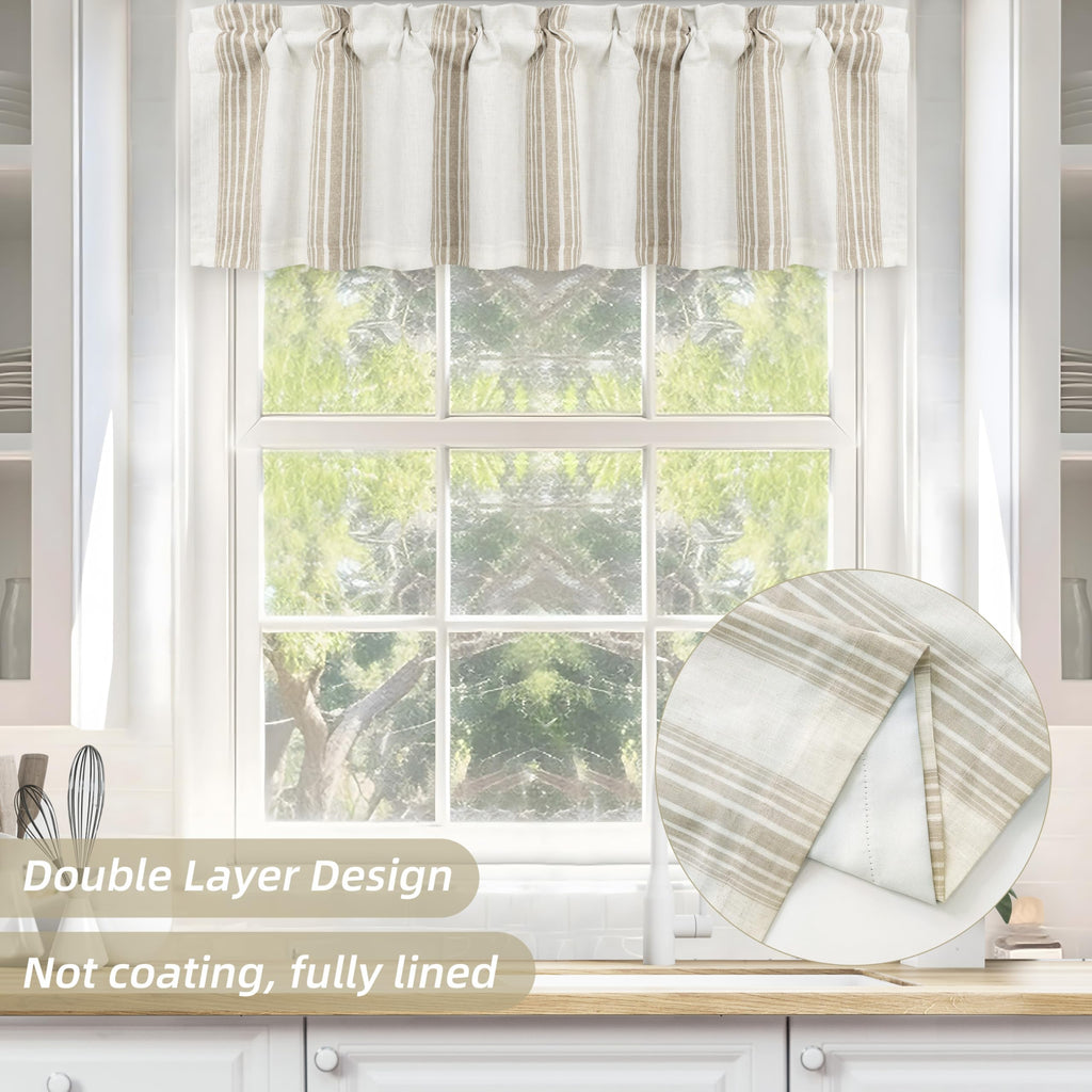 Chris Linen Lined Valance 2 Layer Thermal Insulated Room Darkening Blackout Window Valances 3 Inch Rod Pocket