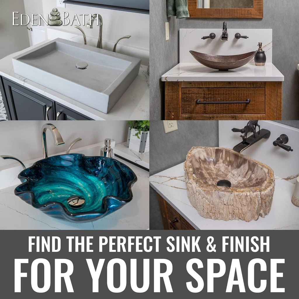 Eden Bath Blue Crystal Cut Oval Glass Sink Bowl Bathroom Vessel Sink for Vanity Top
