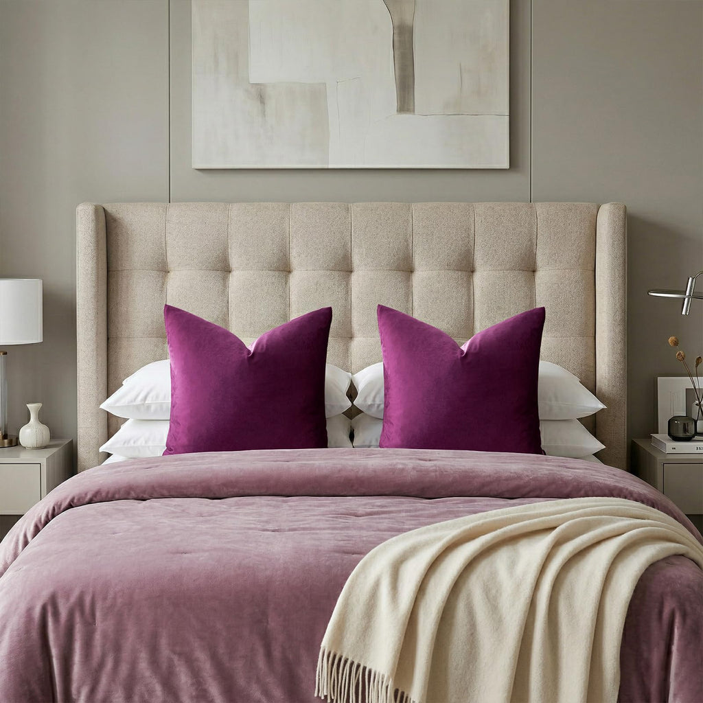 Velvet Pillow Covers 26x26 Decorative Pillows Pack of 2 Purple