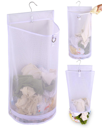 Hanging Collapsible Mesh Laundry Hamper - Breathable Fast Drying Laundry Bag, Space Saving Laundry Basket , RV &