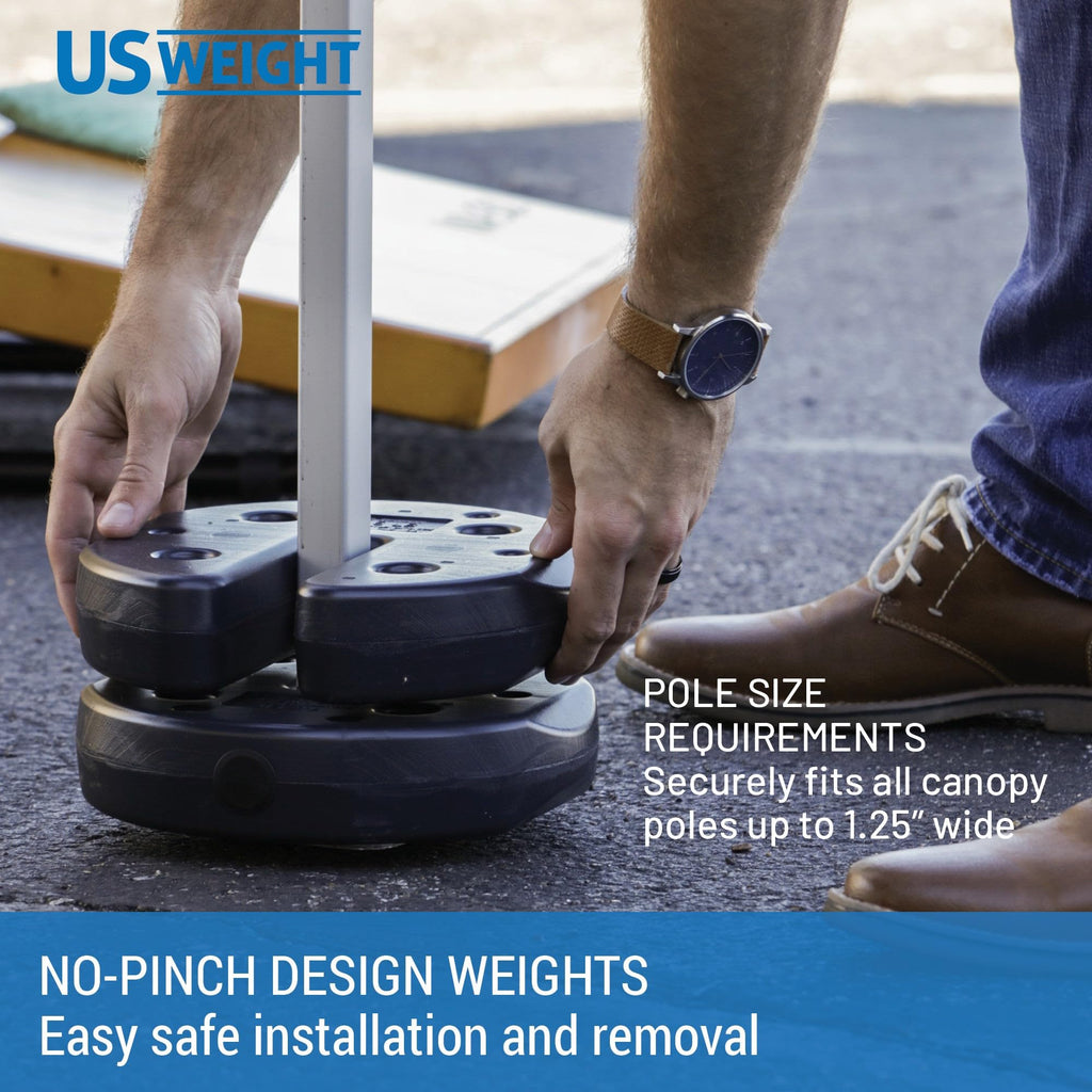 Tailgater Canopy Weights with No-Pinch Design for Easy, Safe Installation, and Removal to Secure Tents, Canopies, and