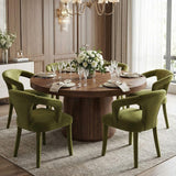 Olive-Green Velvet Dining Chairs Set of 2, Modern Solid Wood Kitchen Chairs