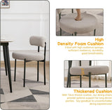 EDWELL Boucle Dining Chairs Set of 2, Round Upholstered Dining Room Chairs with Black Metal Legs