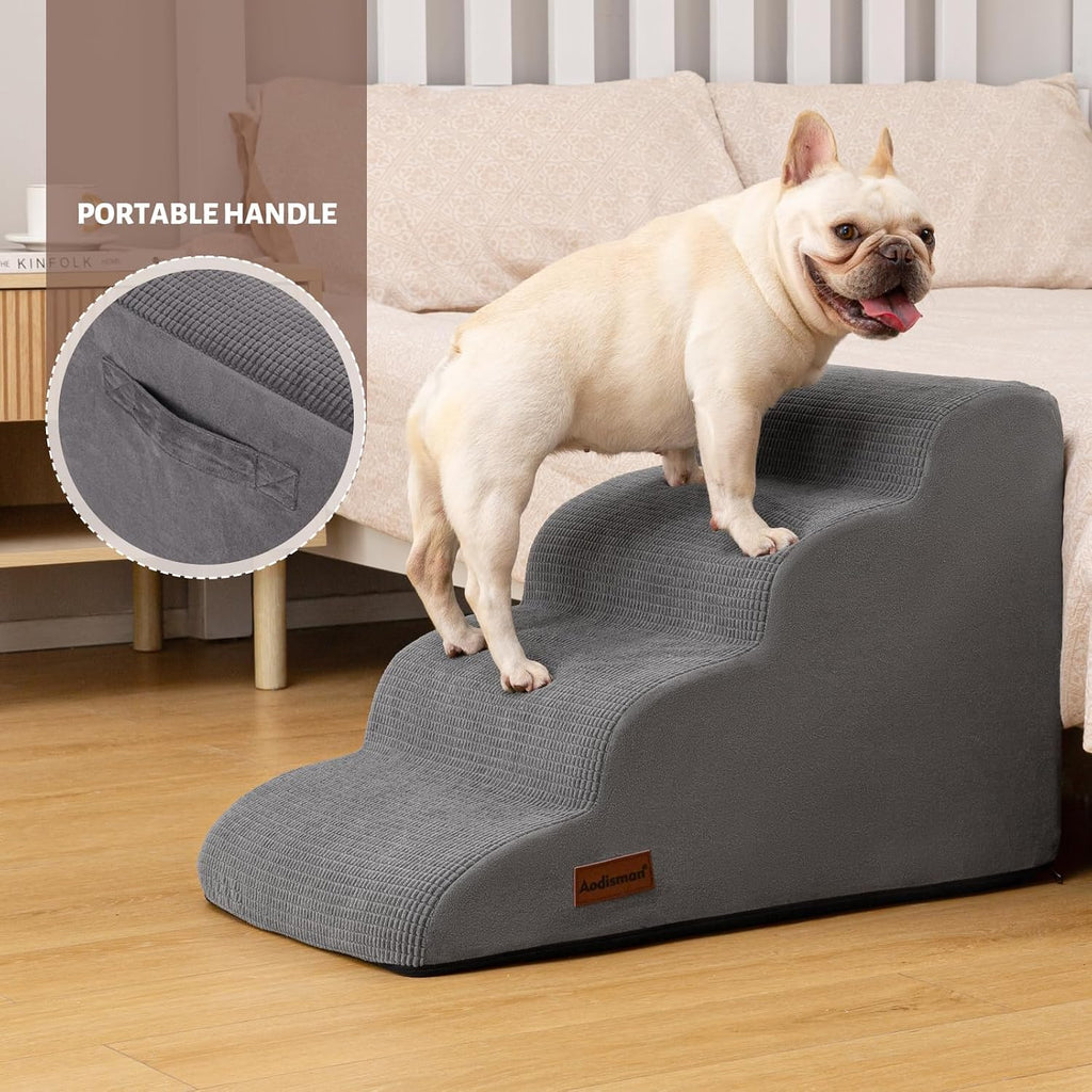 Dog Steps for Bed or Couch, 4-Step Pet Stairs Ramp for Small Dogs