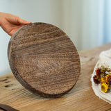 Farmhouse Wooden Candle Tray - 11 Inch Round Decorative Trays for Coffee Table Dining Centerpiece Kitchen Counter