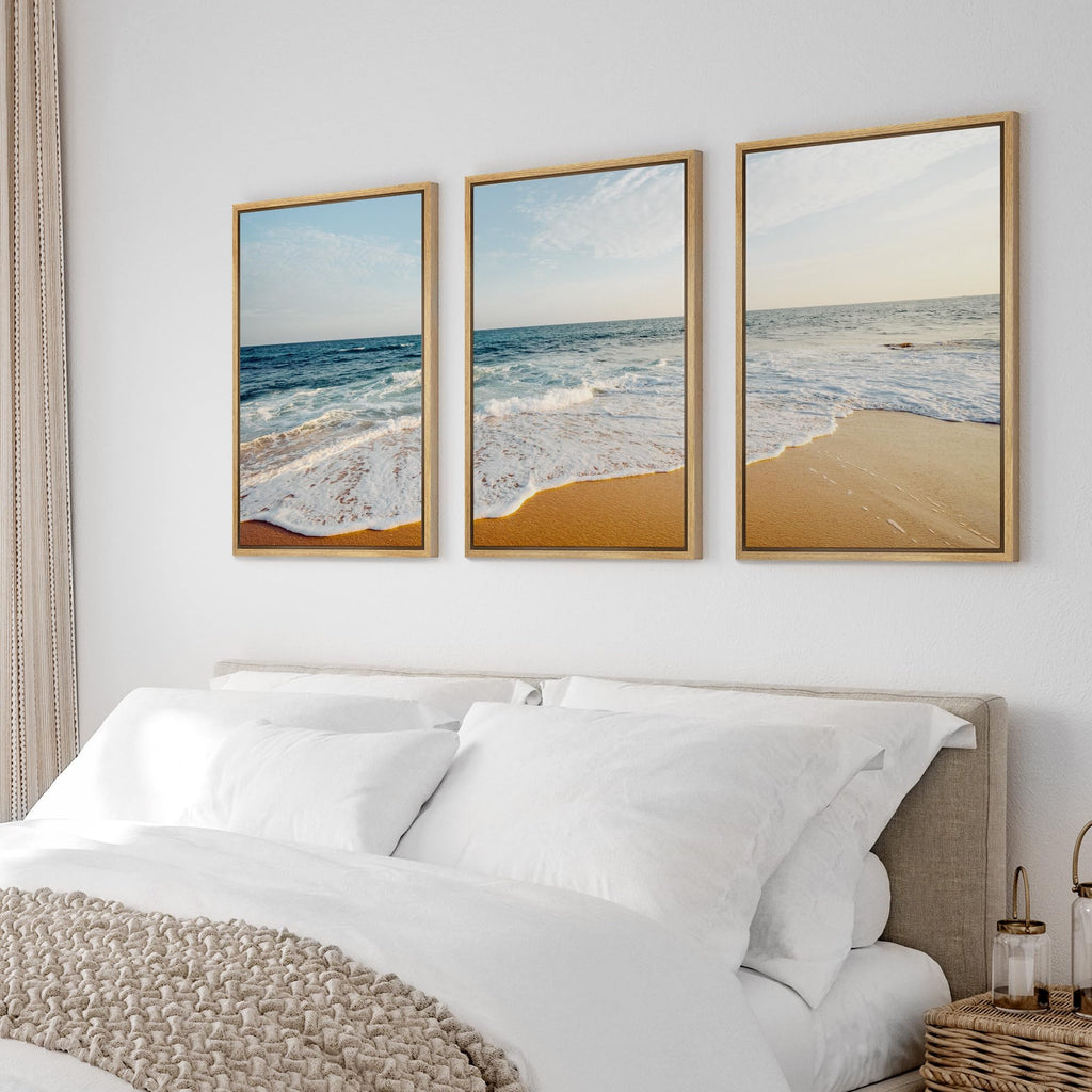 Framed Canvas Print Wall Art Set Tropical Island Coastal Cottage Beach Shore Seascape Nature Wilderness Photography