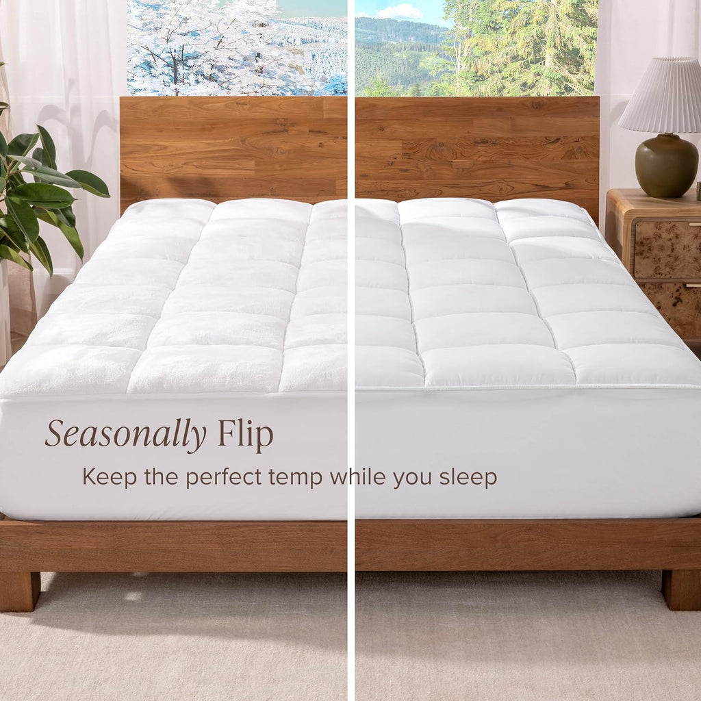 Microplush Reversible Mattress Topper (Full) | Deep Pockets 8 to 24 Inches, Dual Sided All-Season, Pillow Top