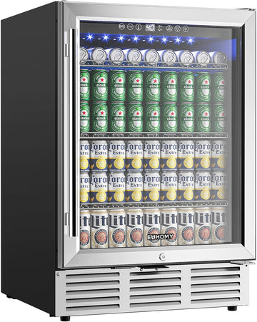 24 Inch Beverage Refrigerator, 180 Can Built-in Beverage Cooler, Under Counter B