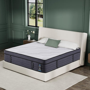 California King Mattress, 15 Inch Hybrid Charcoal Gel Memory Foam Mattress with Edge Support Pocket Coils, Cooler
