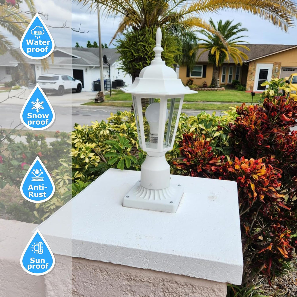 16 Inch Outdoor Lamp Post Light Fixture, Exterior Pole Lantern with Clear Glass