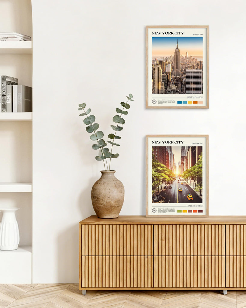 12x16IN New York Street Framed Wall Urban Canvas Print, 1Pack