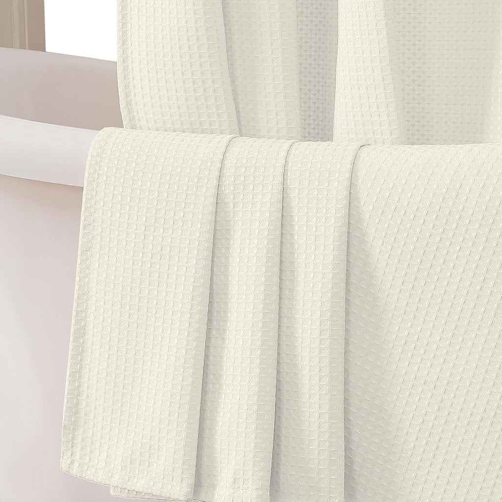 Extra Long Shower Curtain Set- 96 Inch Long Waffle Weave Heavy Duty Fabric Shower Curtains , Luxury Heavy Duty Thick