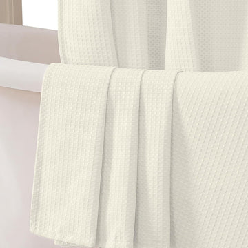 Extra Long Shower Curtain Set- 96 Inch Long Waffle Weave Heavy Duty Fabric Shower Curtains , Luxury Heavy Duty Thick