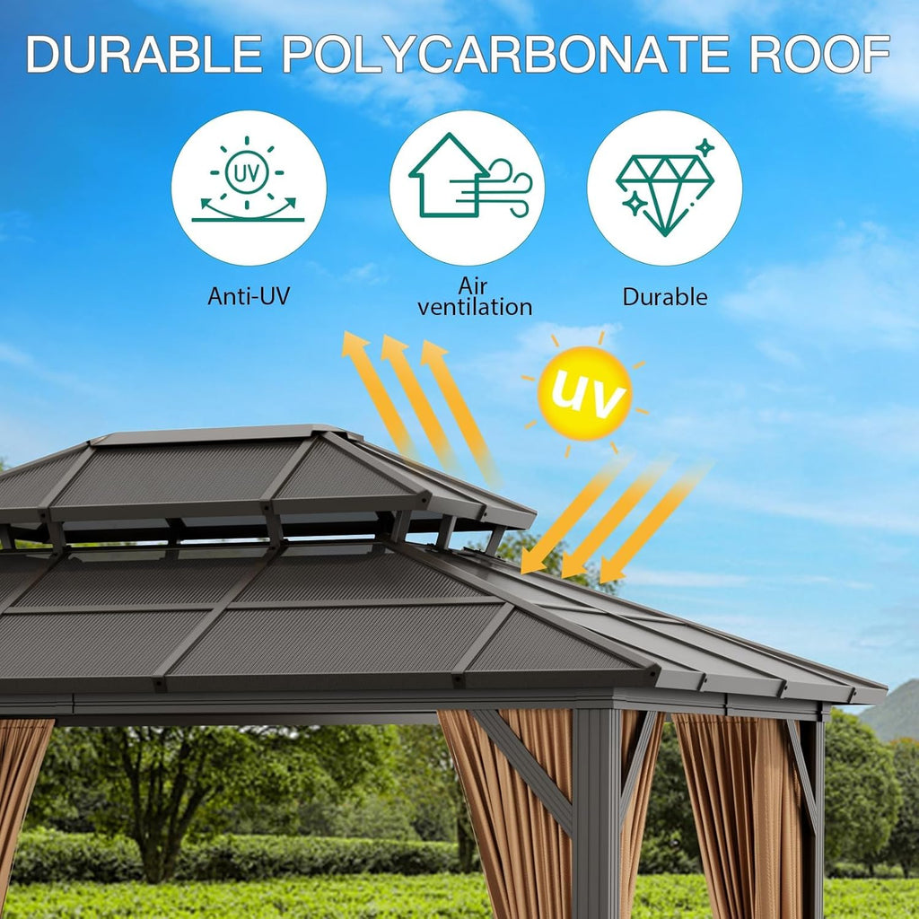 12'x10' Hardtop Gazebo, Heavy Duty Aluminum Permanent Hardto - Image 2