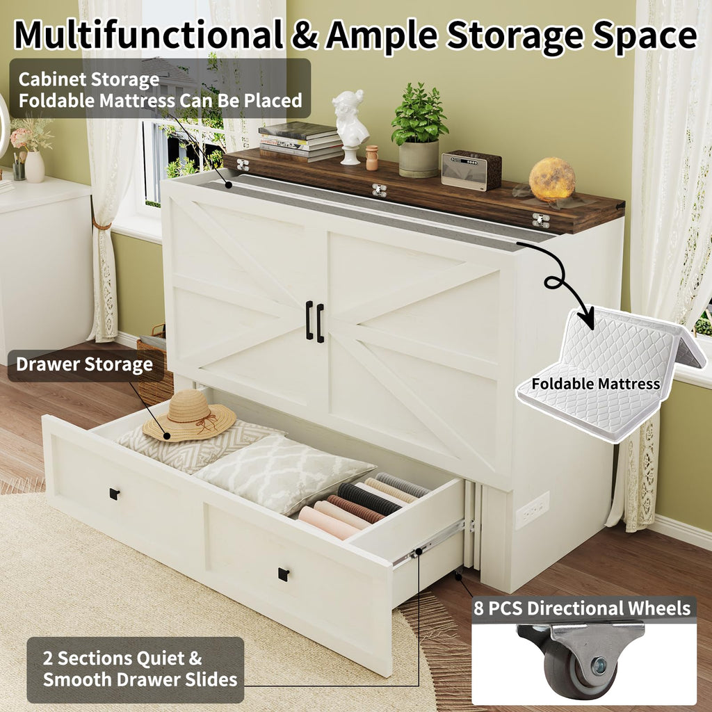 Queen Size Murphy Bed with Charging Station