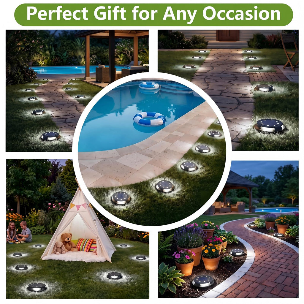 8 Pack Solar Ground Lights Uplight Sidelight 4000K Driveway Lights