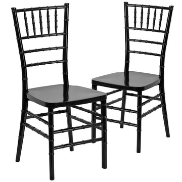 Stacking Resin Ballroom Chair, Black, 2-Pack