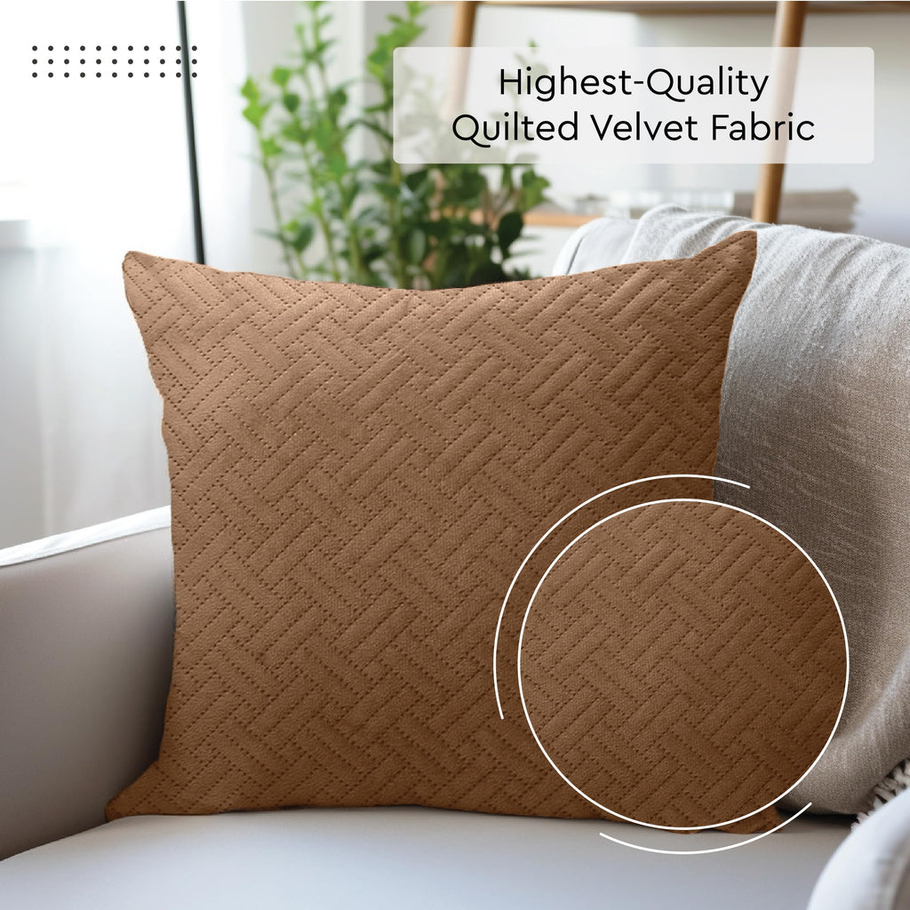 XO Velvet Throw Pillow Covers, No Inserts 20"x20" Tan