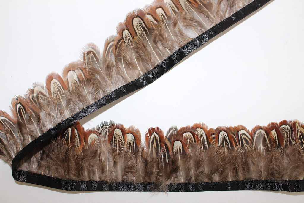 Natural Ringneck Pheasant Feather Trim Fringe,2 Yard LongAccessories Feather DIY Decorative (001)