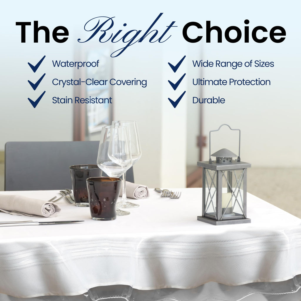 Heavy Duty Clear Plastic Table Cover Protector Rectangle 60x90 - Waterproof, Oil Proof, Wipeable Vinyl Tablecloth
