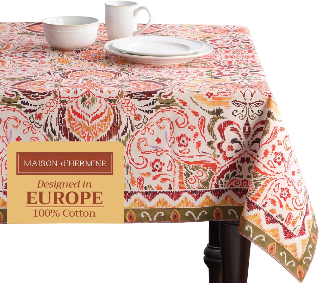 Table Cloth Square Table 100% Cotton 54 x 54 Inches Fall Tablecloth Reusable Everyday Use for Thanks