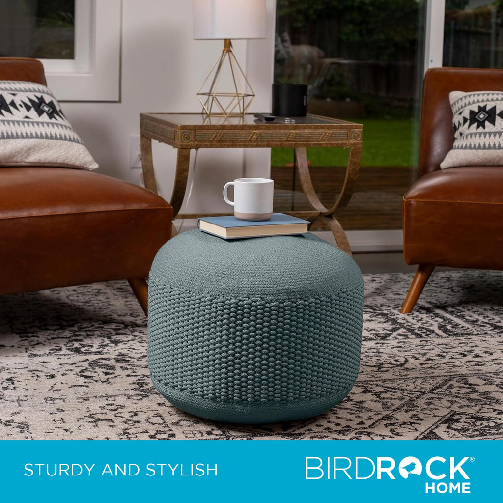 Indoor Outdoor Pouf Ottoman Foot Rest, Mist, 20"x20"x16"