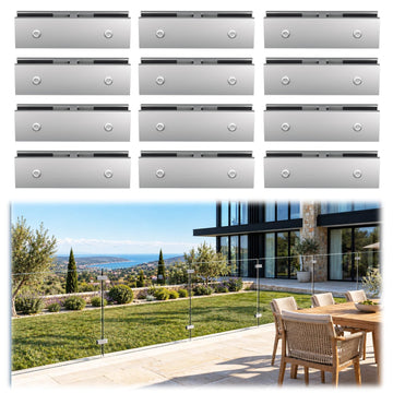 12 Pack Railing Glass to Glass Clamps, 180 Degree Glass Clips
