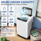 Portable Washing Machine, 20Lbs Capacity Full-Automatic Portable Washer, 2.8Cu.ft Washer and Dryer Combo with 10