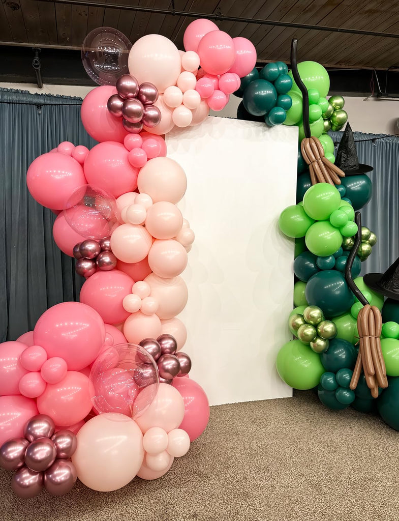 Pink and Green Balloon Garland Arch Kit, Witch Themed Party Decor