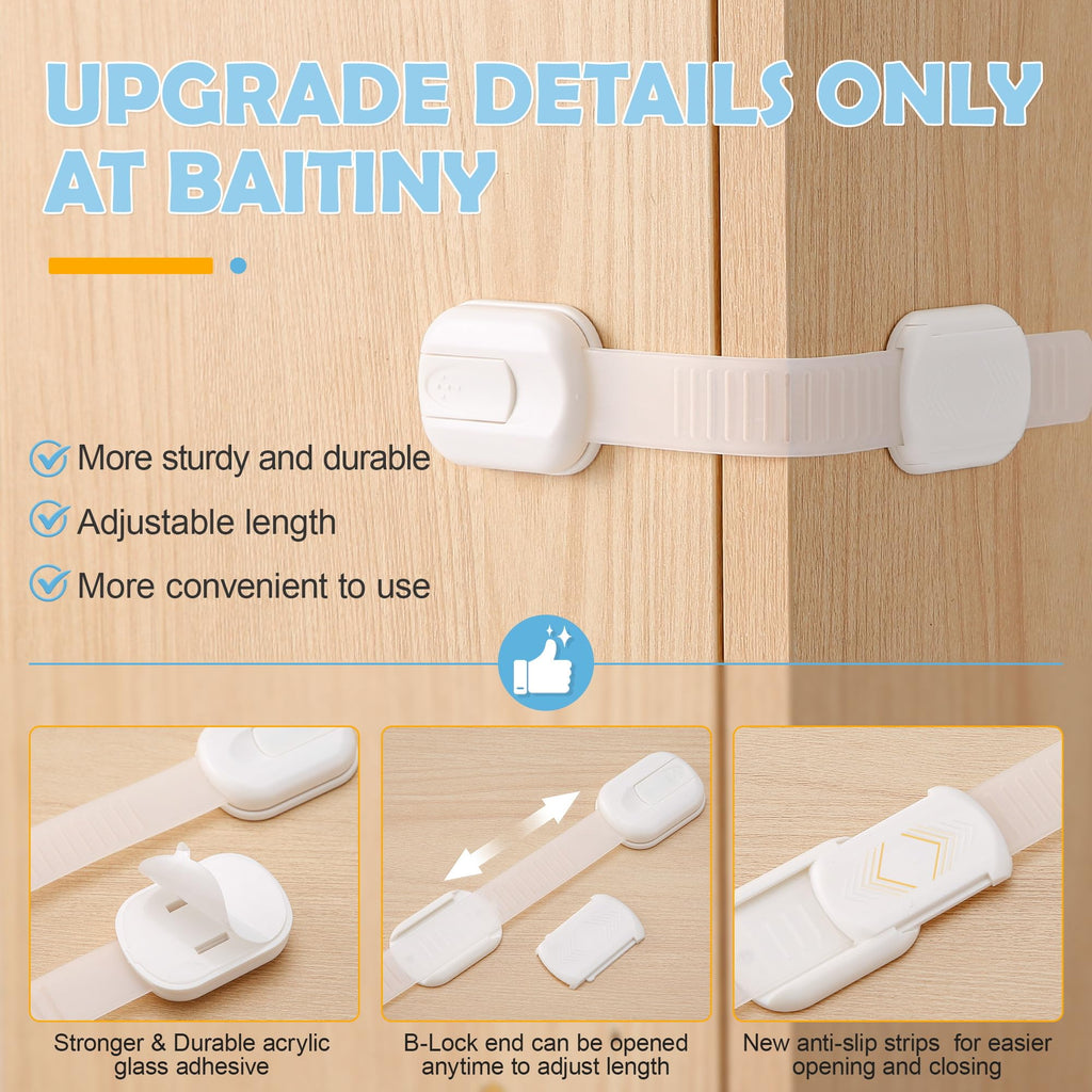Baby Proofing Strap Locks for Cabinets and Drawers, 10 Pack, Brown