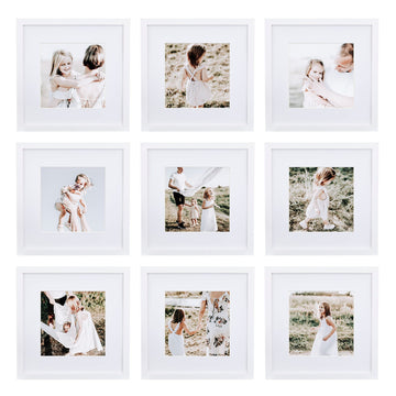 9 Piece Gallery Wall Frame Set, 12x12 Inch, White