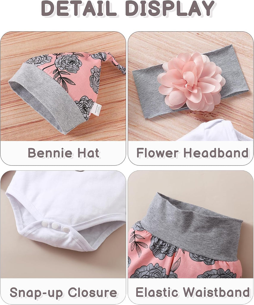 Newborn Baby Girl Clothes Infant Baby Ruffle Romper +Pants + Headband Toddler Girl Outfits Set