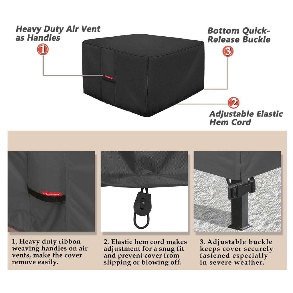 Square Patio Fire Pit Table Cover 32 x 32 inch, Black