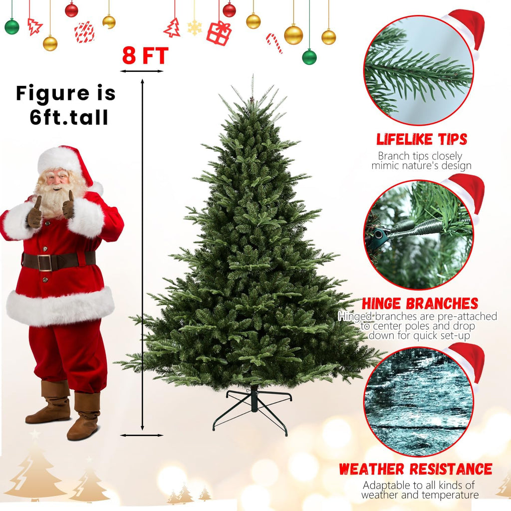Artificial Christmas Tree, Premium Unlit Spruce Douglas Firs Christmas Tree with 2673 Branch Tips, Realistic Fake