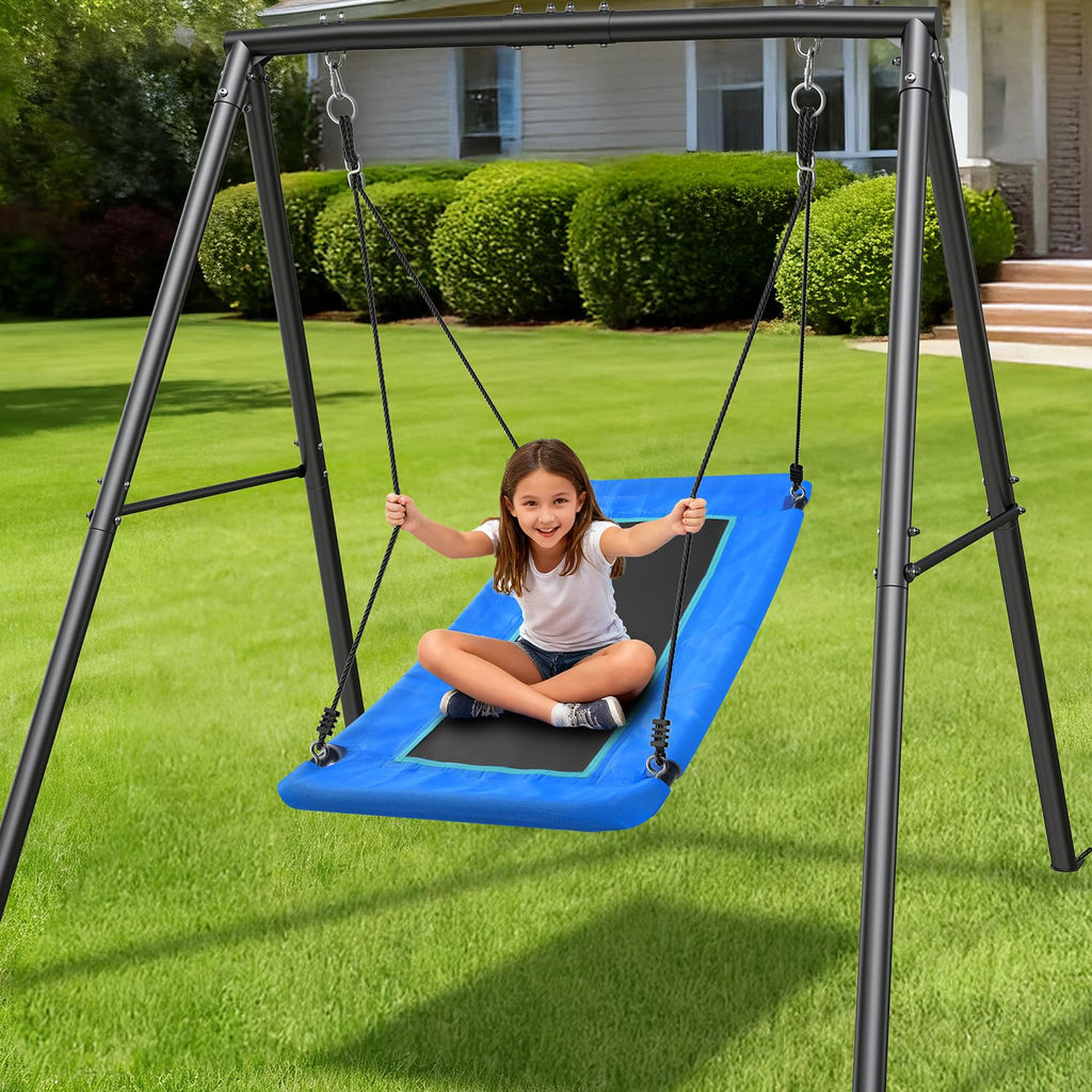 60" Platform Saucer Swing with Stand, Heavy Duty A-Frame
