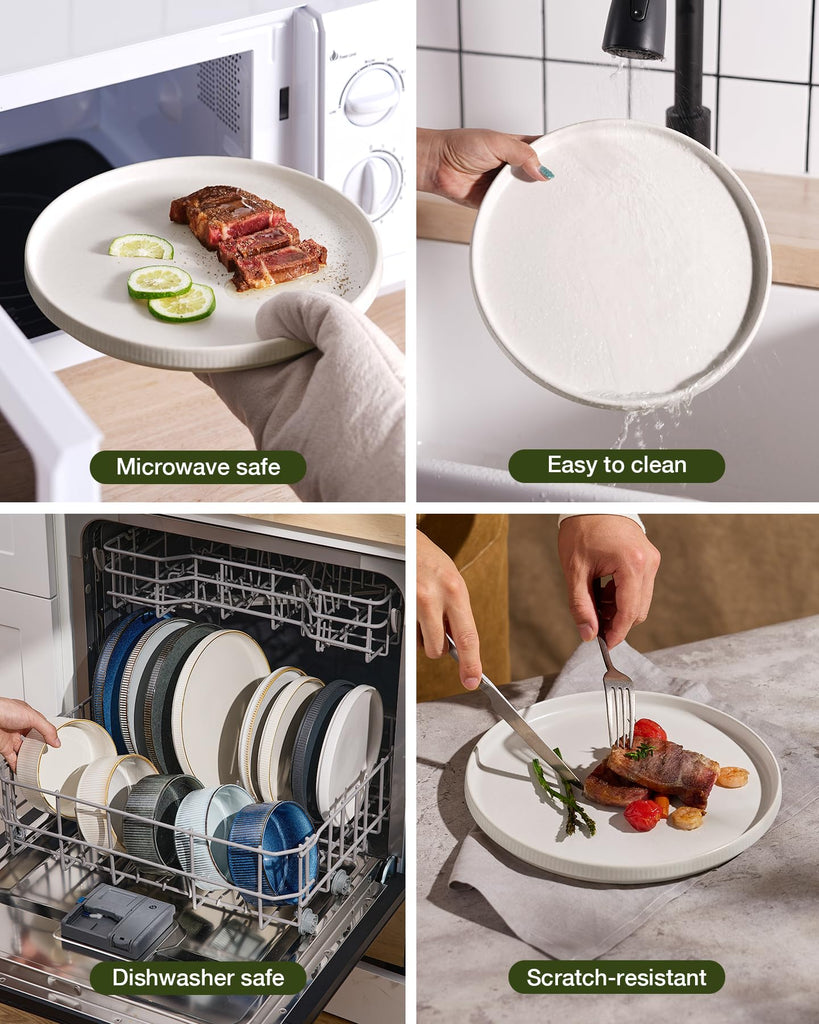 Star Stoneware Dinnerware Sets for 8, Reactive Glaze Plates, Bowls