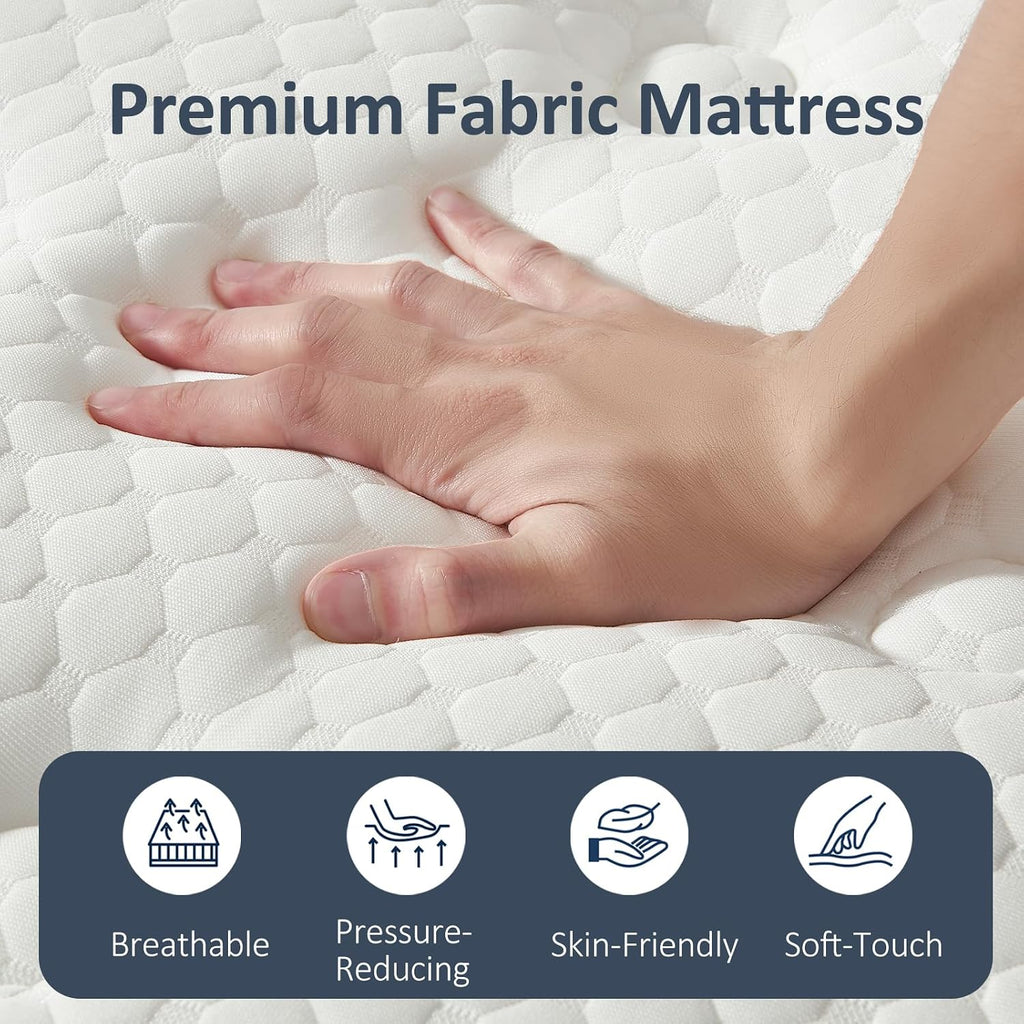 Queen Mattress, 12 Inch Queen Size Mattress in a Box, Memory Foam Mattress with Pocket Springs, Medium Firm, Lumbar