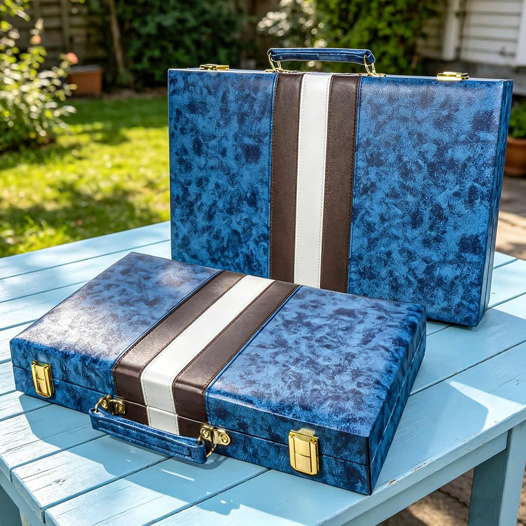 Backgammon Set for Adults, Travel Strategy Board Game Set with Leather Case