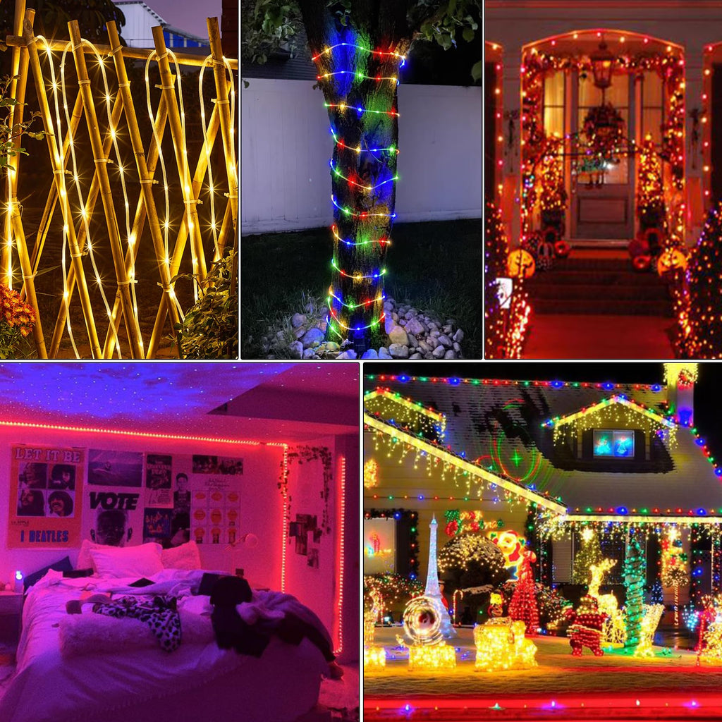 66Ft LED Rope Lights Outdoor, String Lights Plug in with Remotes