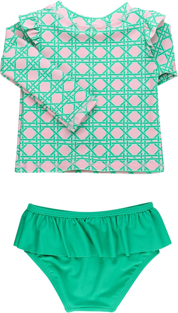 Baby Girls Modern Skirted Rash Guard Bikini - UPF 50+ Sun Protection Swimsuit