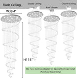 W40 x H118 Inches Crystal Glam Chandelier Long Light Chandeliers with Dimmable Light Bulbs Silver High Ceiling Pendant Light Fixtures for Foyer Entryway Living Room Stair Large A100-B0F1FR7Q62