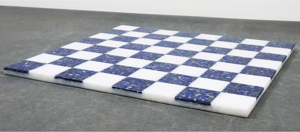 15'' Borderless Marble Stone Luxury Chess Board - Lapis Lazuli Blue and White