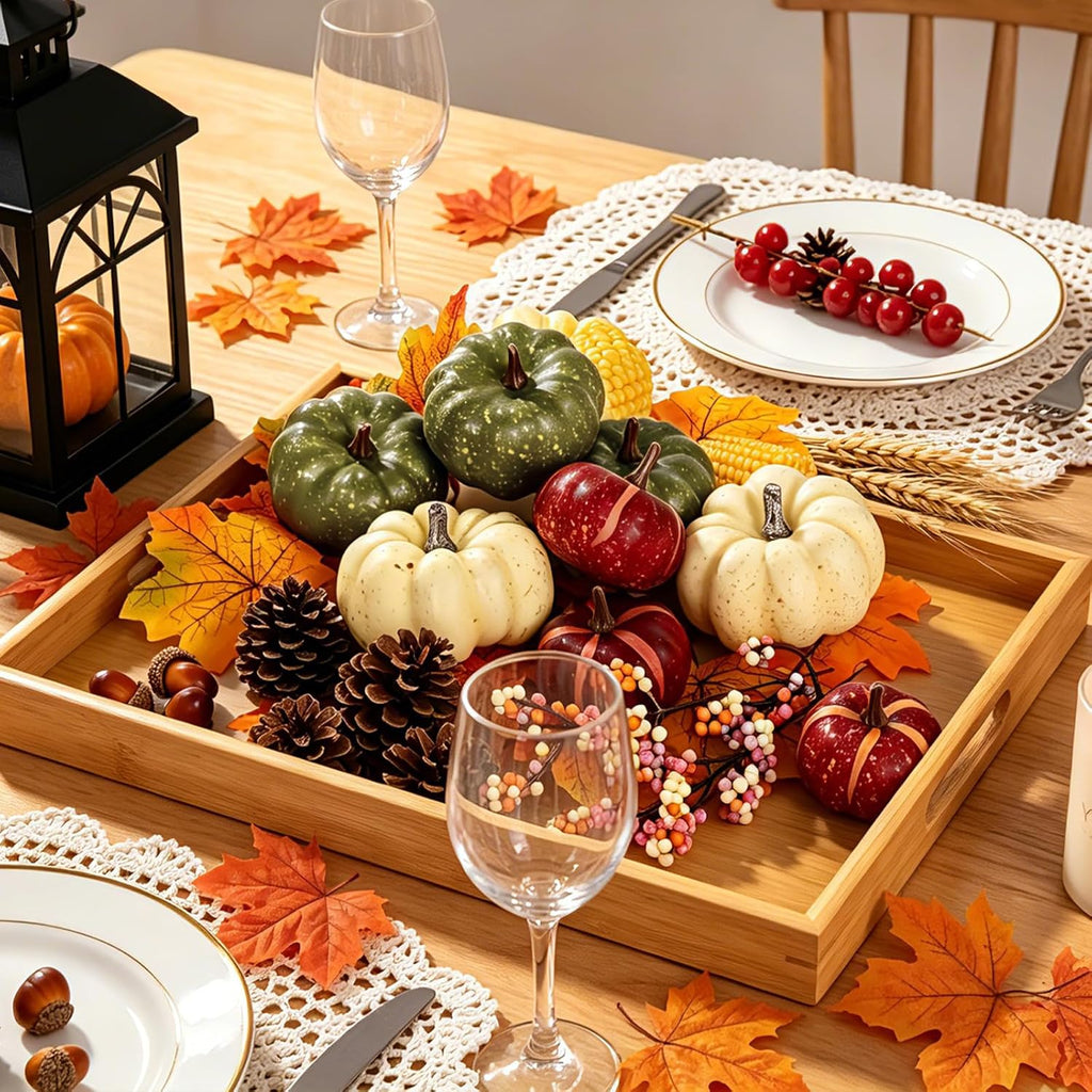 Fall Pumpkins Set for Autumn Thanksgiving Halloween Home Decor - Set of 32